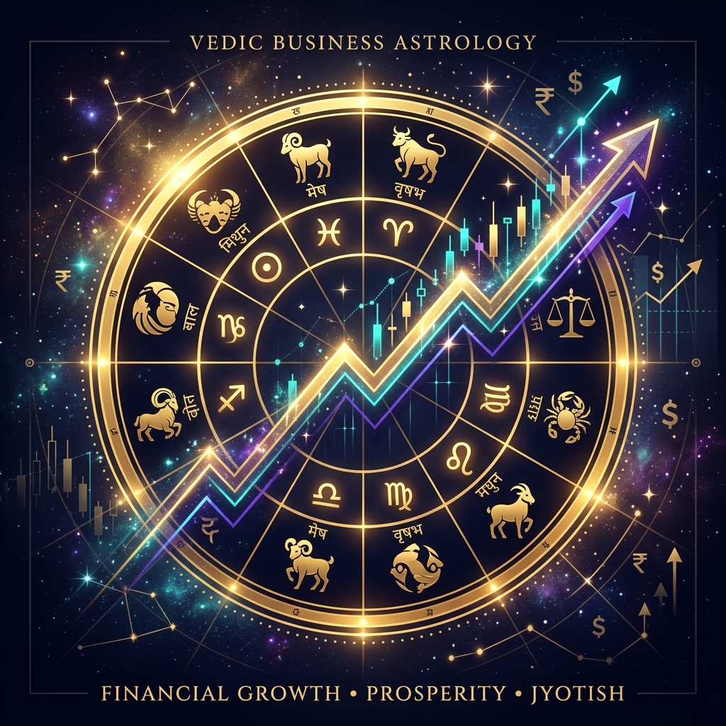 Business Astrology chart combined with financial growth indicators